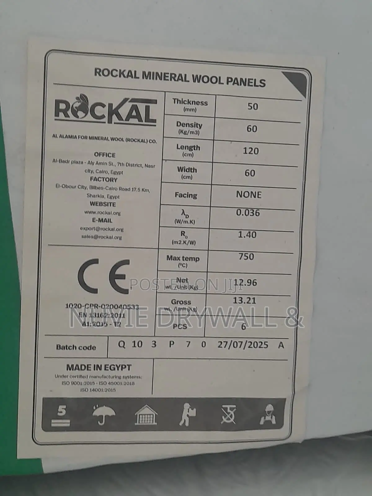 Rockwool Slab Panel 50mm