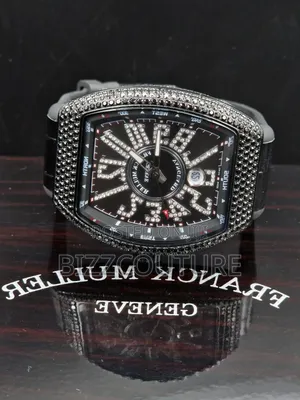 Original Franck Muller Iced Black Genuine Leather Calendar Watch