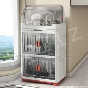 1/2/3 Layers Kitchen Dish Cabinet With Cover Drying Drain Rock..
