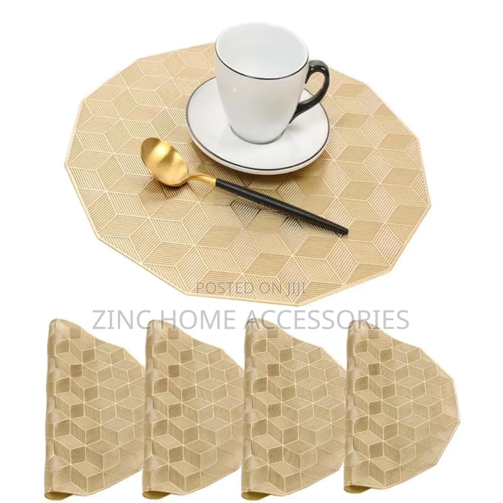 6 Pack Round Gold Placement Mat