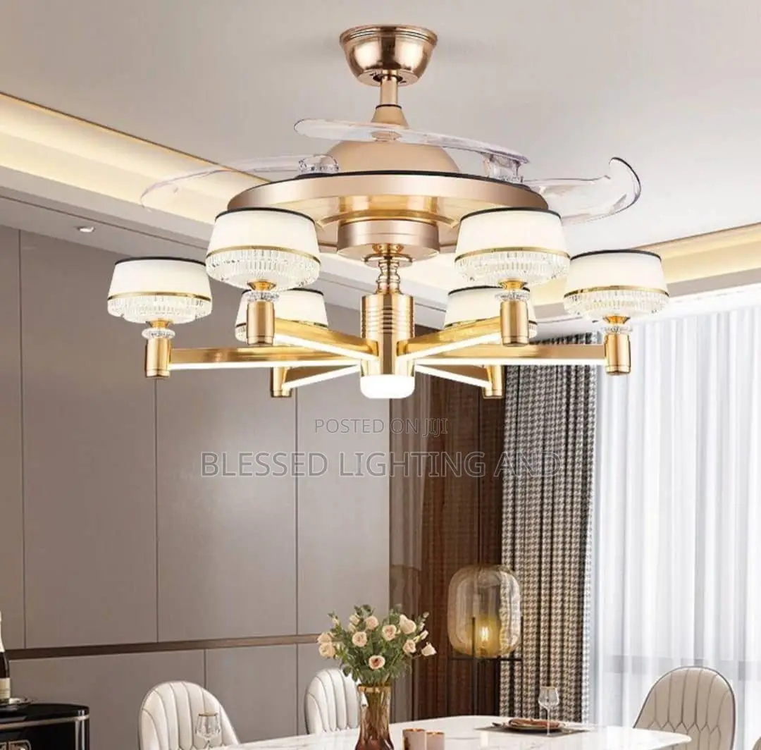 Size 800mm Luxury Led Ceiling Fan Chandelier Light for Living Room
