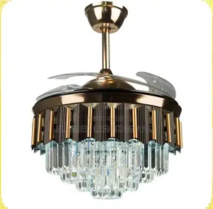 Size 600mm Crystal Ceiling Fan Chandelier for Living Room, Dinnin