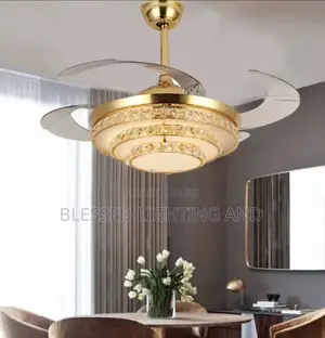Size 600mm Crystal Ceiling Fan Chandelier for Living Room, Dinnin