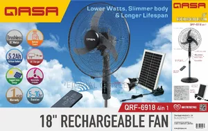 Qasa 4in1 18" Rechargeable Fan With Solar Panel