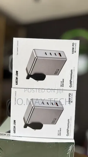 Green Lion Gan Premium Uk Plug Wall Charger 100w - Gray