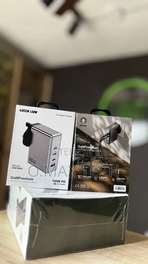 Green Lion Gan Premium Uk Plug Wall Charger 100w - Gray
