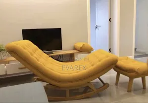 Luxury Relaxing Rocking Chair With Leg Rest, Beige