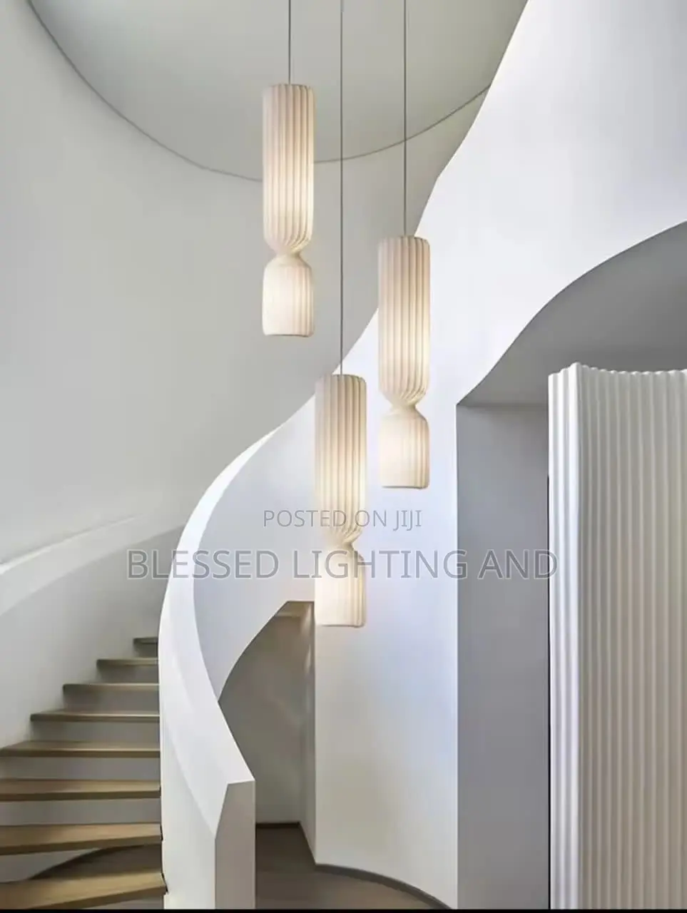 3in1 Japanese Style White Pleated Silk Led Pendant Light