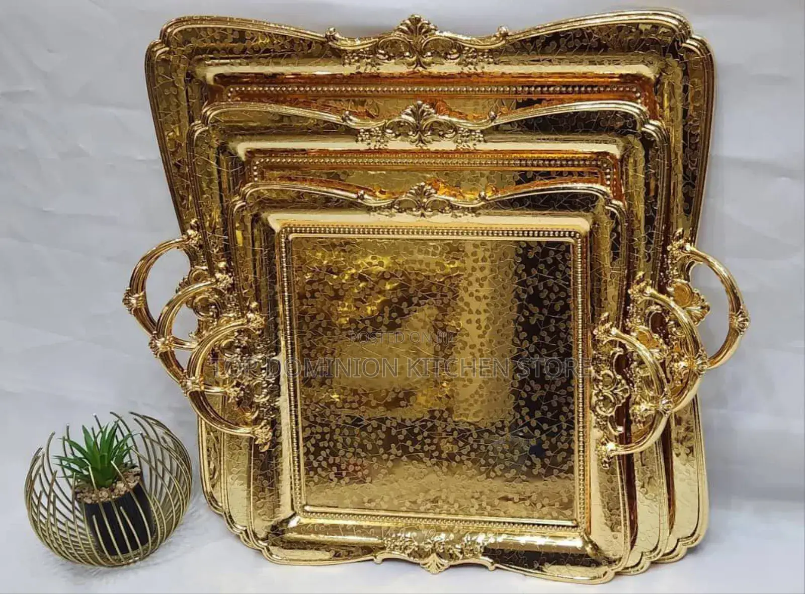 Quality Gold Luxury Square Tray Set