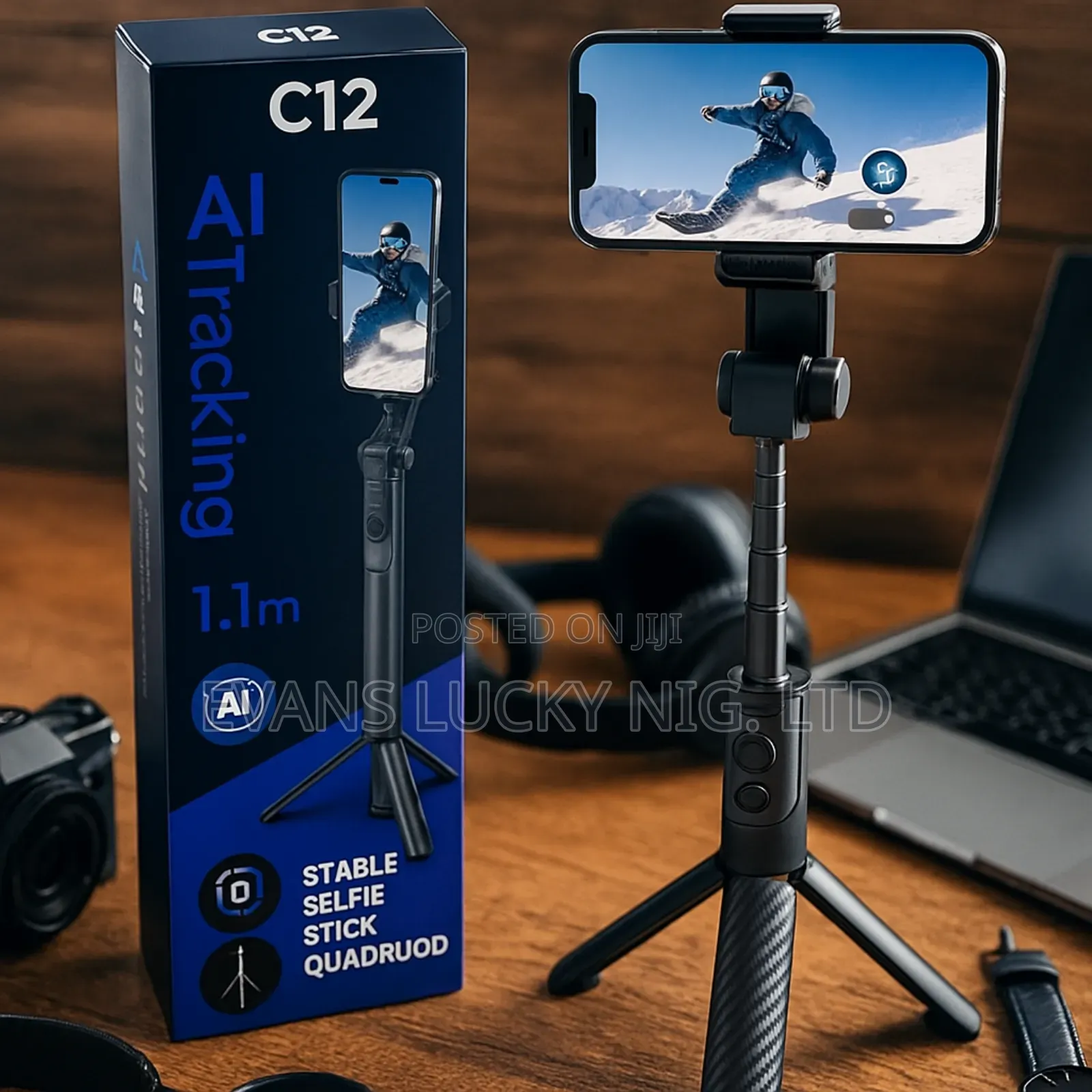 C12 Selfie Stick (Auto Face Tracking)