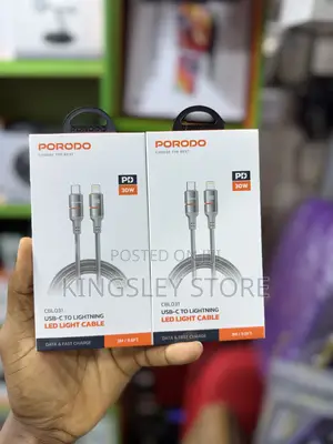 Porodo 30w Usb-c To Lightning Braided Cable, Data Transfer Fast 3m