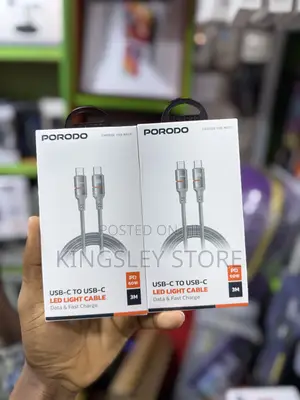 Porodo Usb-c To Usb-c Led Light Cable 60w 3mitters - Grey