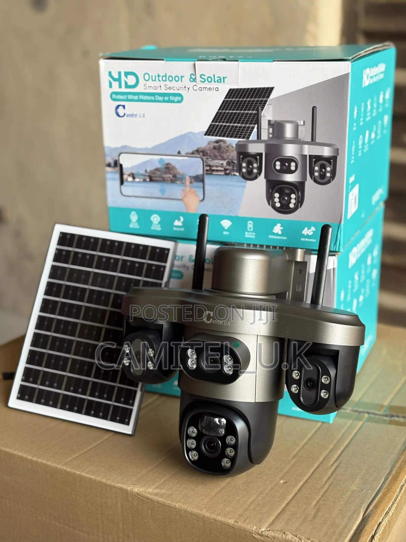 V380 Pro Triple Lens Solar Security PTZ Camera