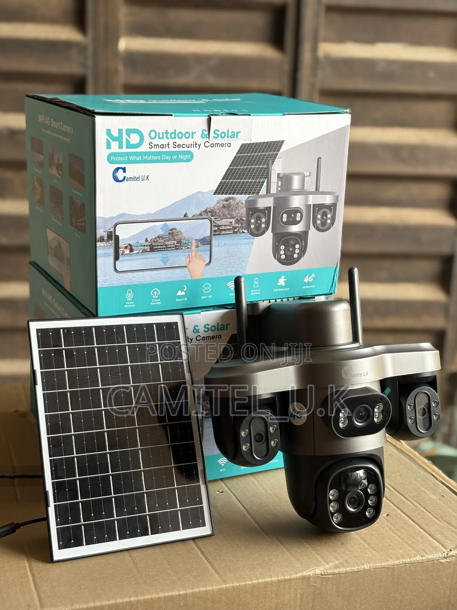 V380 Pro Triple Lens Solar Security PTZ Camera
