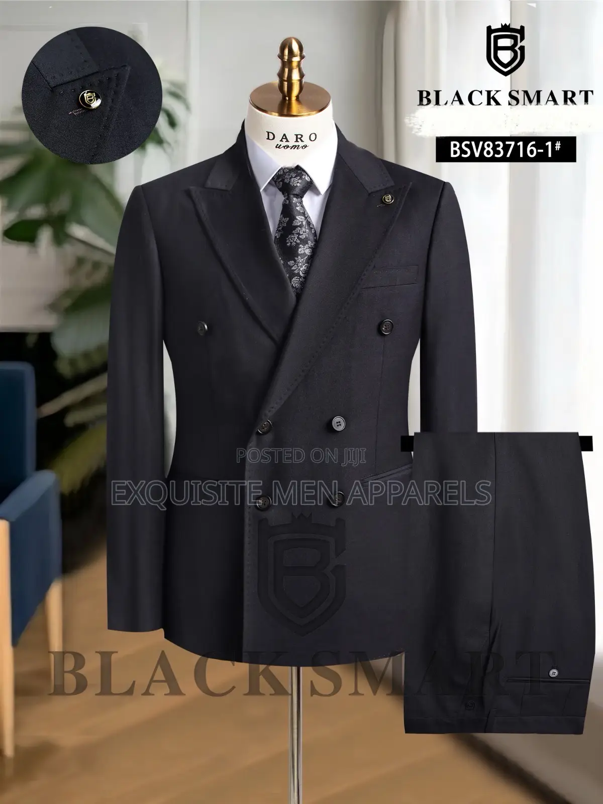Quality Turkish Blacksmart Plain Button Double Bread Men’S Suit
