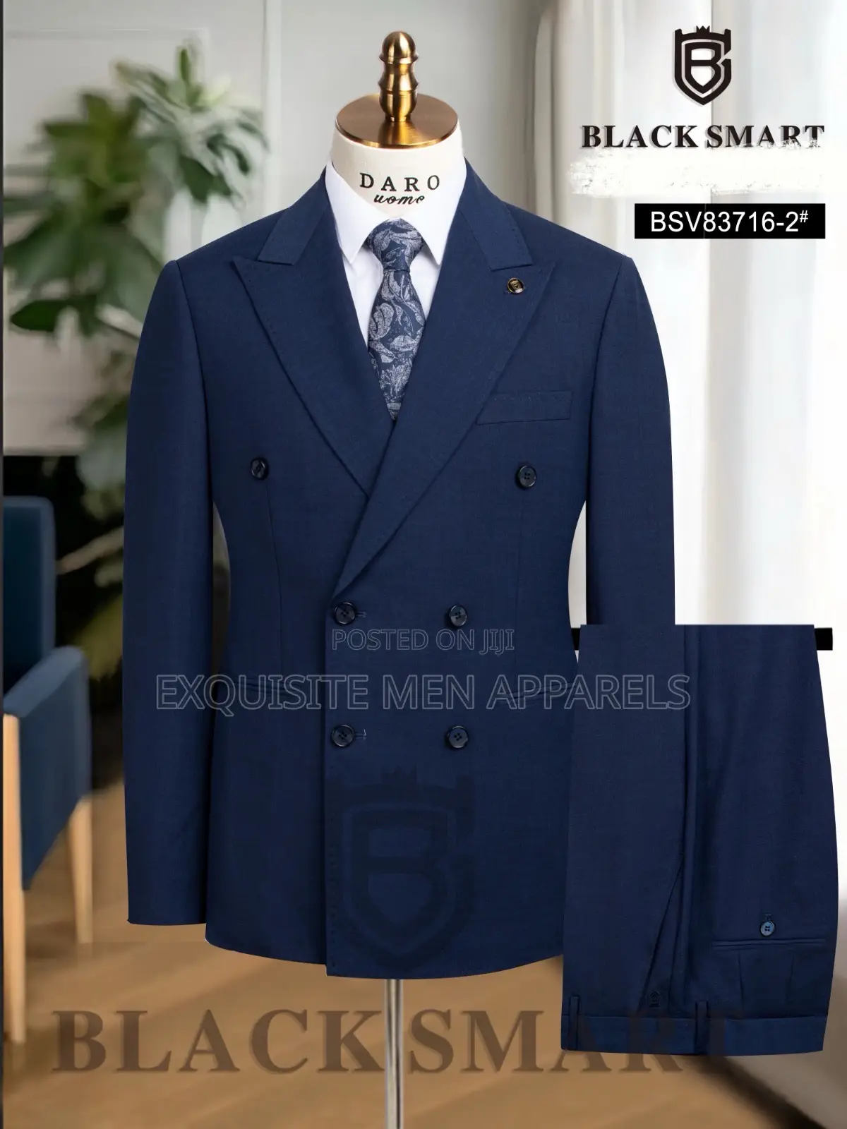 Quality Turkish Blacksmart Plain Button Double Bread Men’S Suit