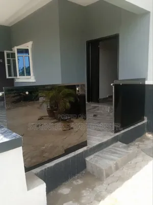 Dark Grey Entrance Beau Glass Railing 