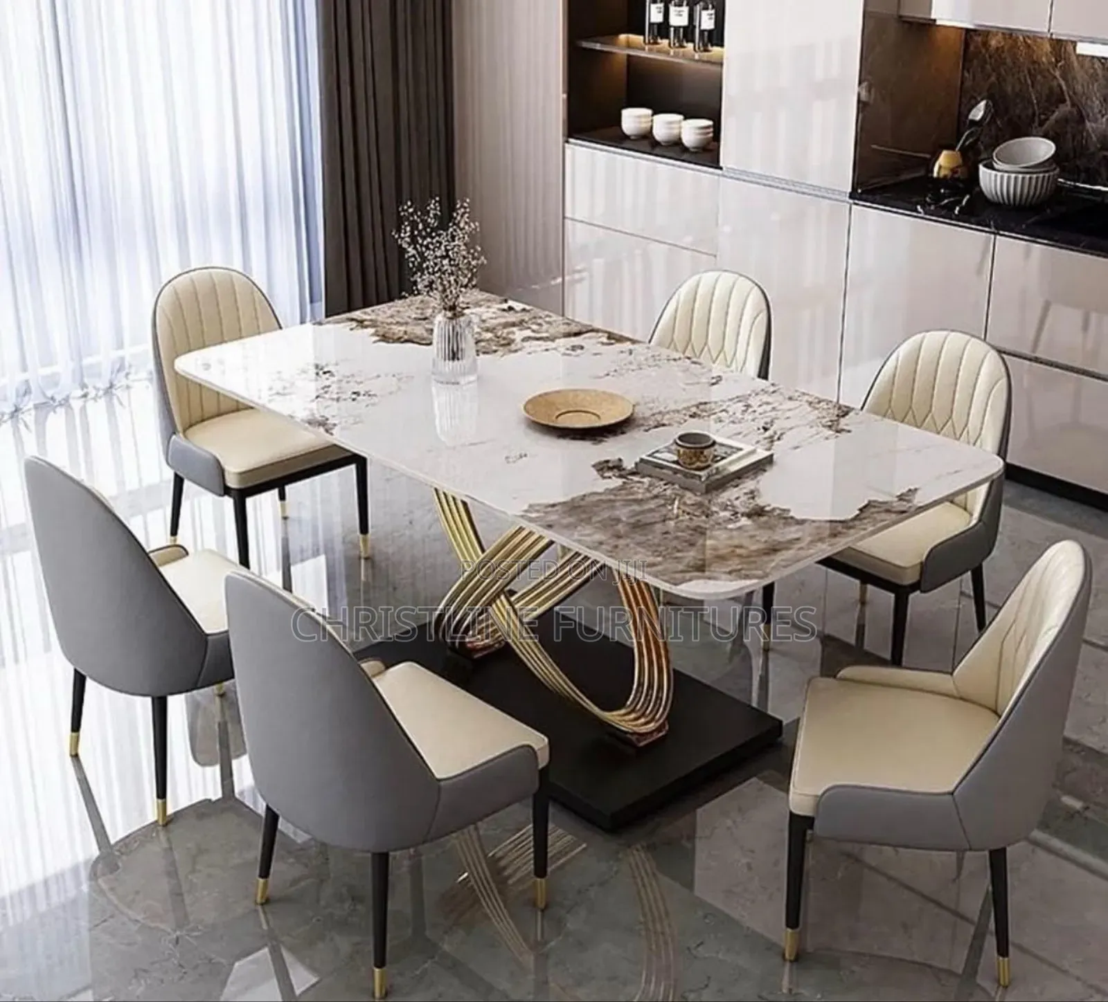 Beautiful Marble Top Dining Table Set