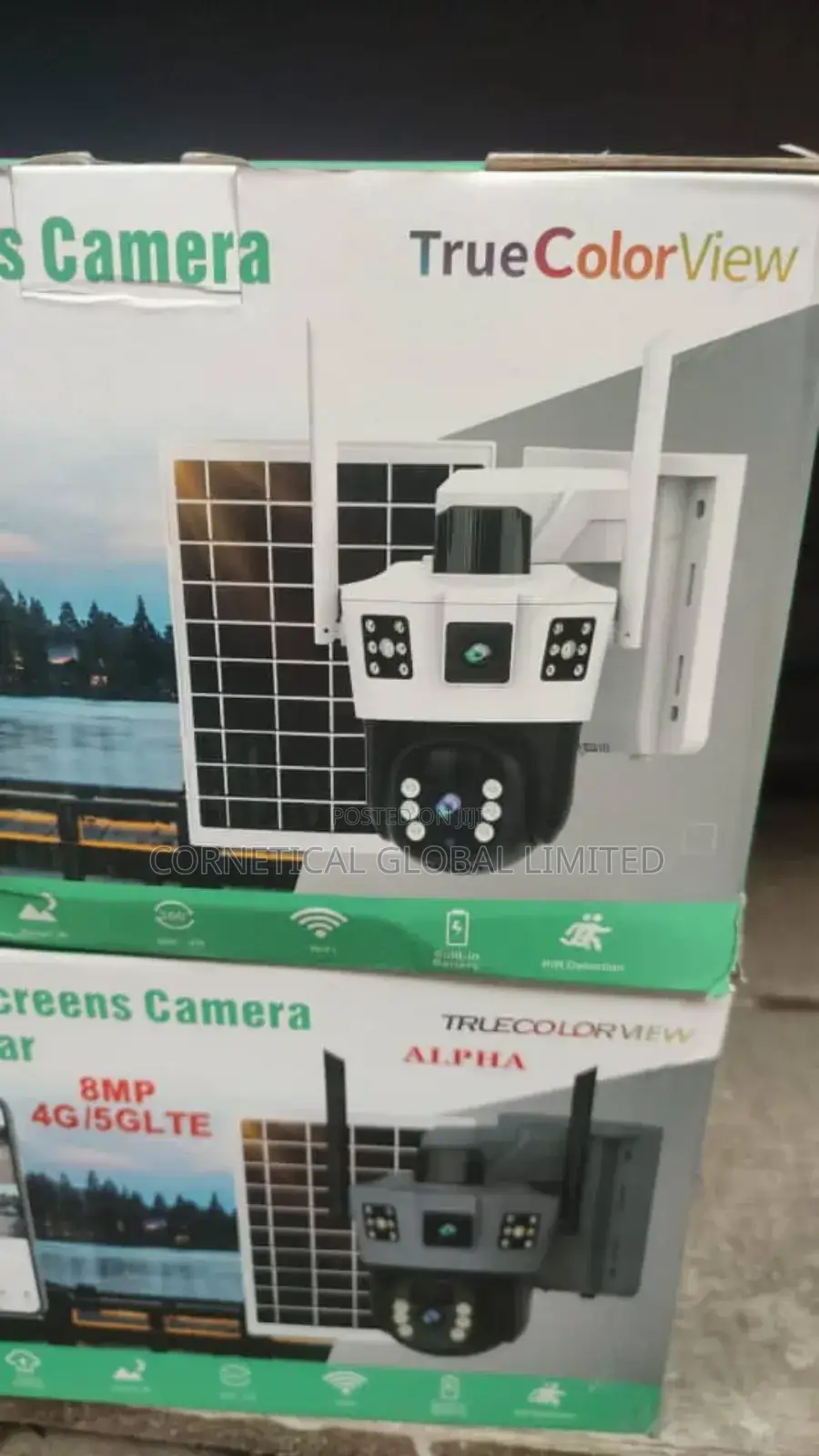 Solar CCTV Camera With Dual Lens 2 Views Screen Image 8mp