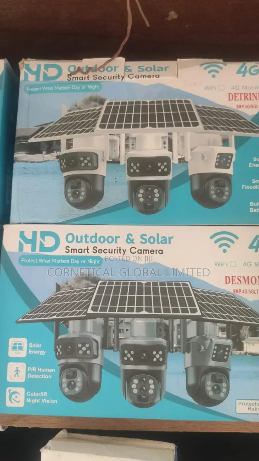 Solar CCTV Camera With Dual Lens 2 Views Screen Image 8mp