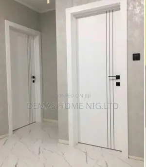 White Wooden Door Black Handle