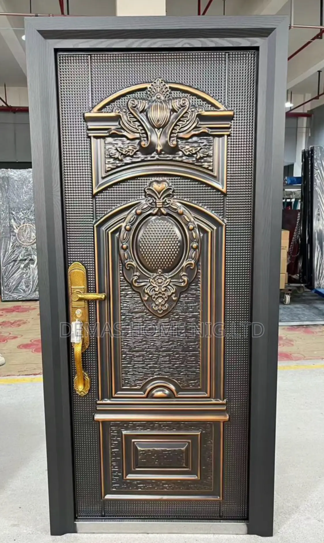 3 by 7ft Copper Door Gold Handle Exit Door