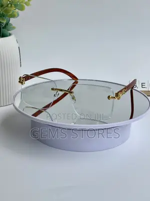 Stylish Cartier Rimless Glasses With Wooden Arms