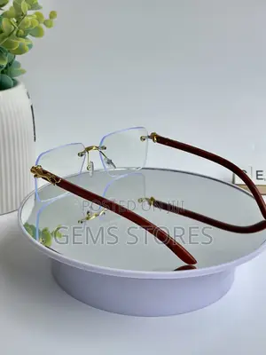 Stylish Cartier Rimless Glasses With Wooden Arms