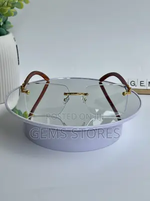 Stylish Cartier Rimless Glasses With Wooden Arms
