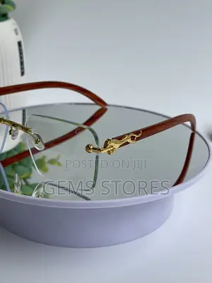Stylish Cartier Rimless Glasses With Wooden Arms