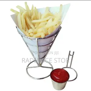 Stainless Steel Chips French Fries Basket With Sauce Bowl