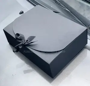 Elegant Black Gift Box With Ribbon Closure