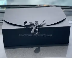 Elegant Black Gift Box With Ribbon Closure