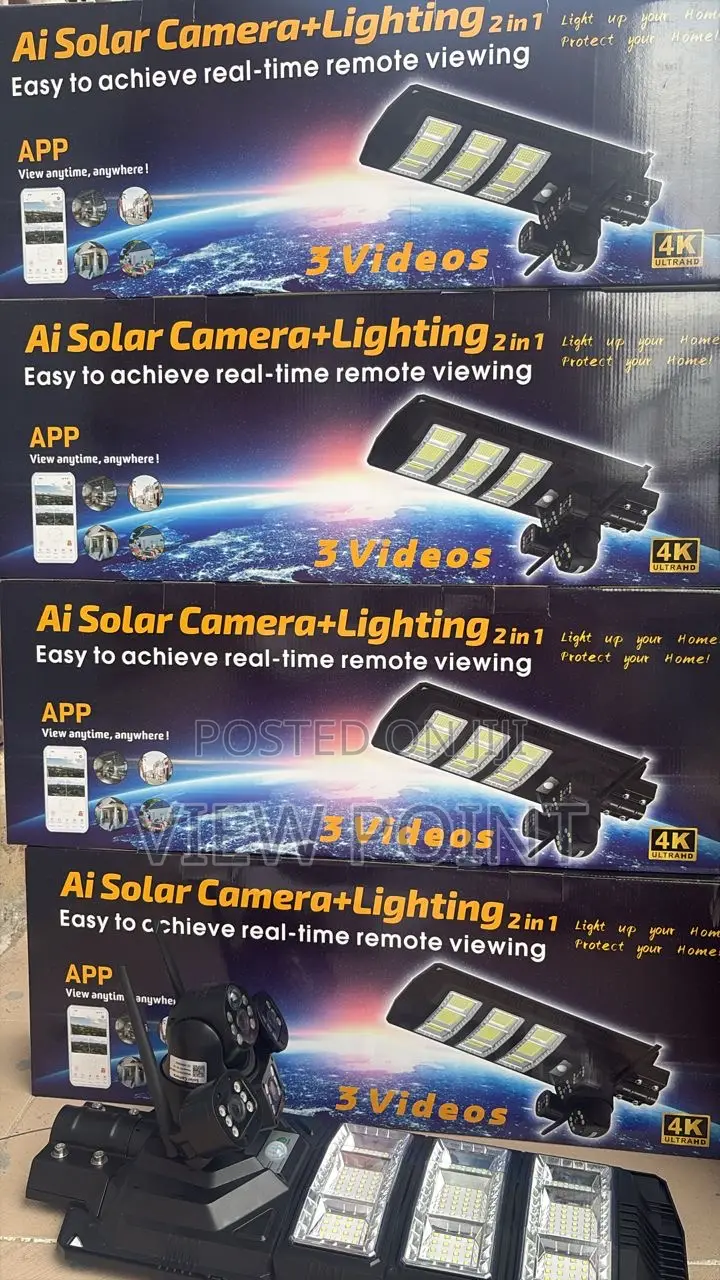 3 Lens Double Cctv Camera + Solar Street Light