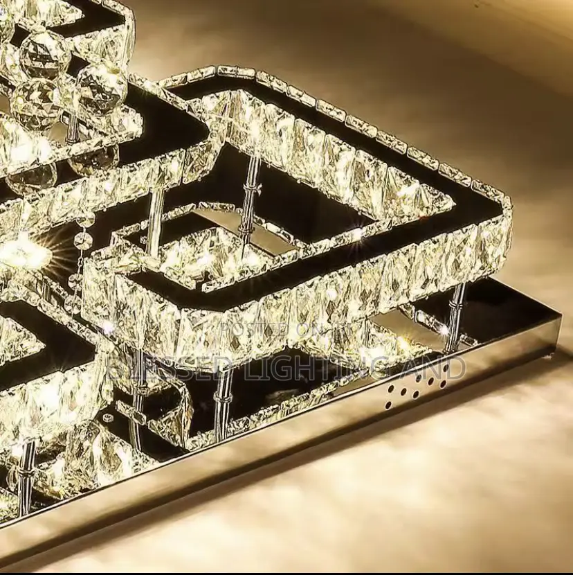 Size 900mm Luxury Cube Crystal Ceiling Fitting Chandelier Lights For