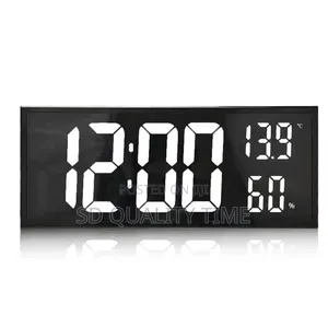 LCD Digital Led Wall Clock With Remote Control (16 by 7")