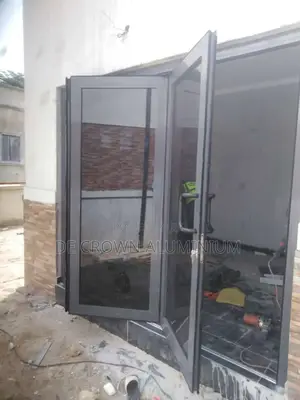 Luxury Aluminium Collapsible Door With Grey Glass Durable Space Saver.