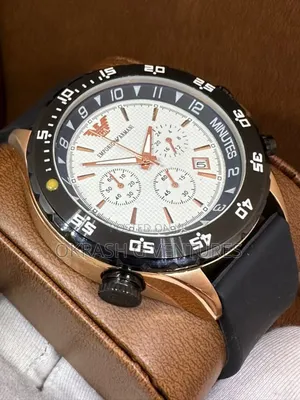 Emporio Armani Chronograph Rose Gold/Black Rubber Strap Watch