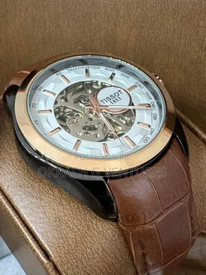 Tissot Automatic Rose Gold/Black Leather Strap Watch