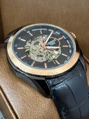 Tissot Automatic Rose Gold/Black Leather Strap Watch
