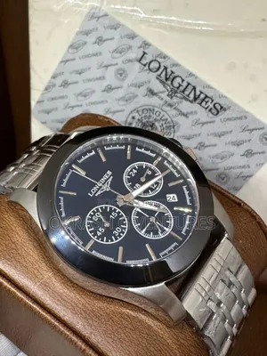 Longines Chronograph Silver/Black Chain Watch