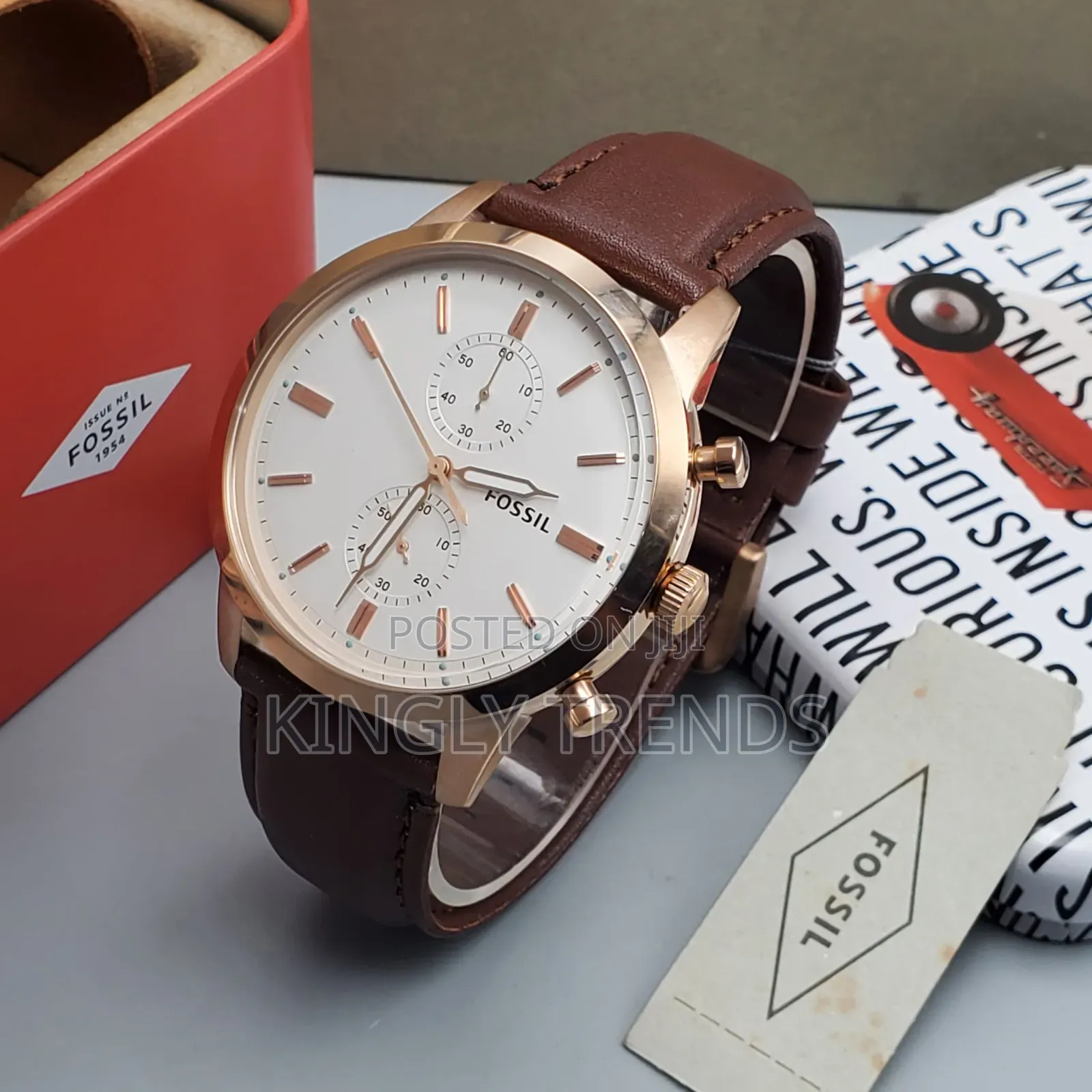 Fossil Leather Wright Wristwatch