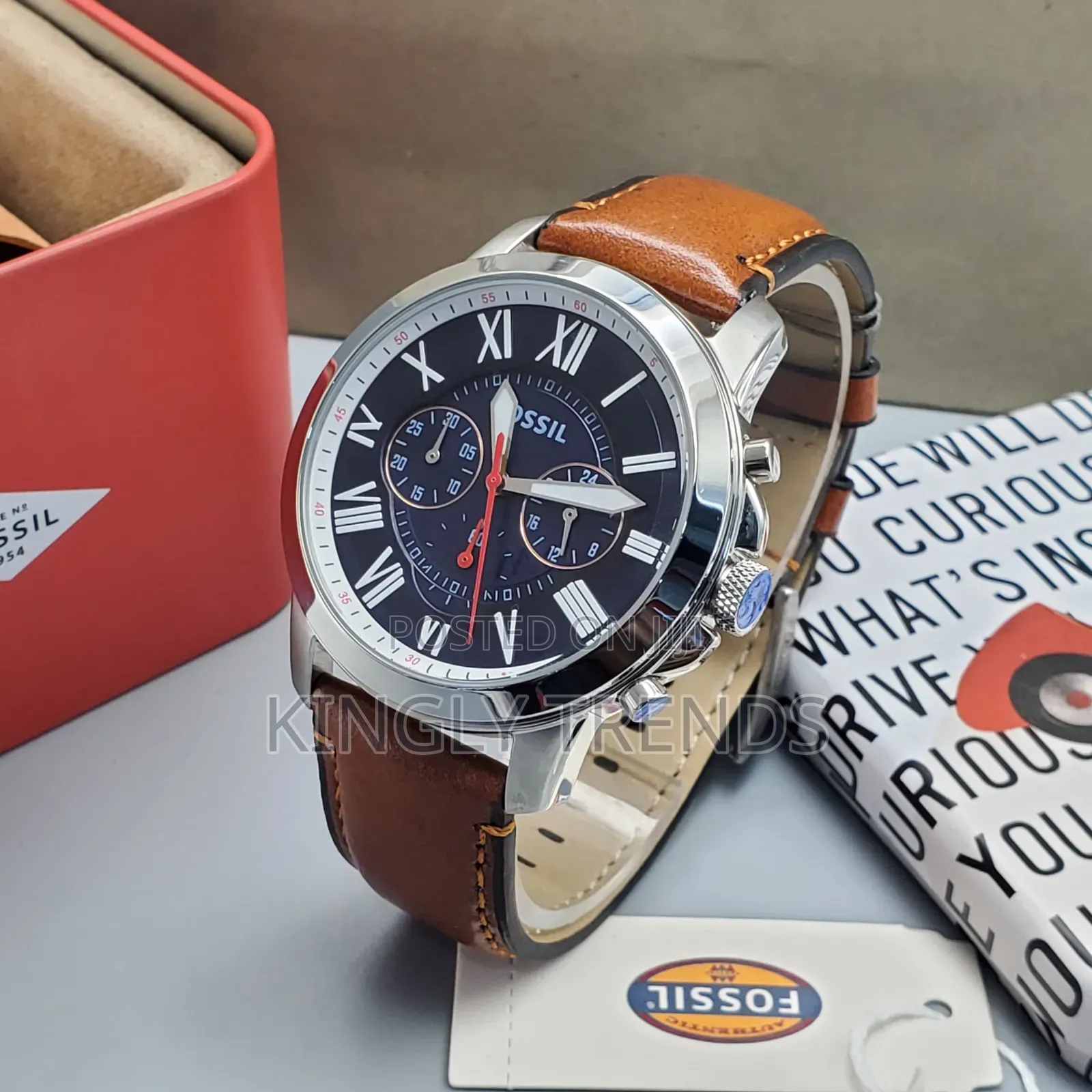 Fossil Leather Wright Wristwatch