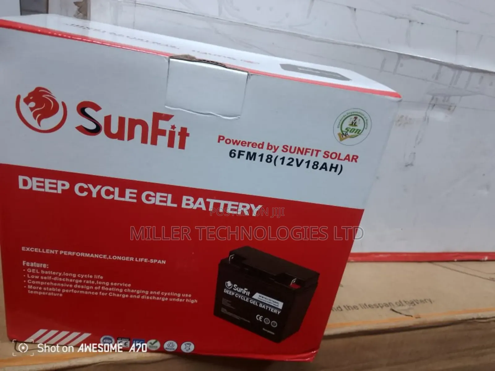 New Model Sunfit Gel 18ah Battery