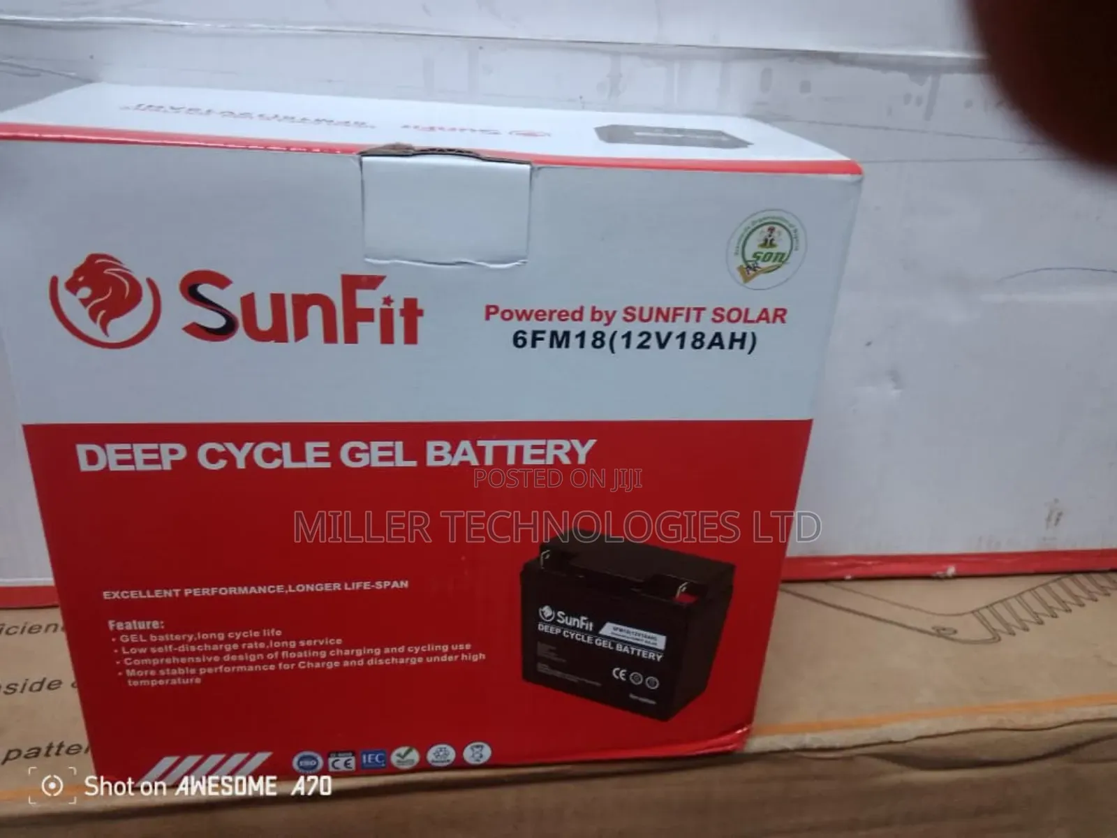 New Model Sunfit Gel 18ah Battery