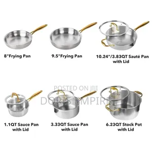 10pcs 3-Ply Stainless Steel Hammered Non Stick Cookware Set.