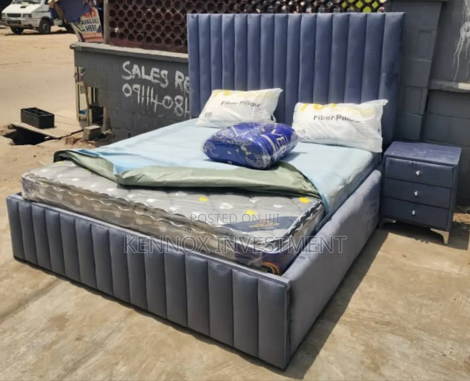 Upholstery 6 by 6 Quality Bedframe With 2 Bedsides Drawers