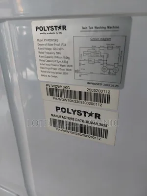 Polystar Washing Machine Pv-Wdw10kg – 10kg