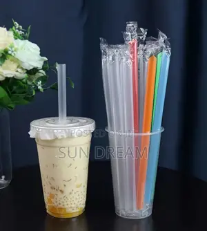 100 PCS Wide Drinking Straw Smoothie Straws Disposable Juice 21cm