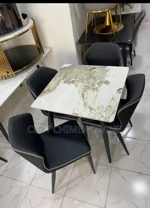 Black Leather Chair With 90by90cm Table